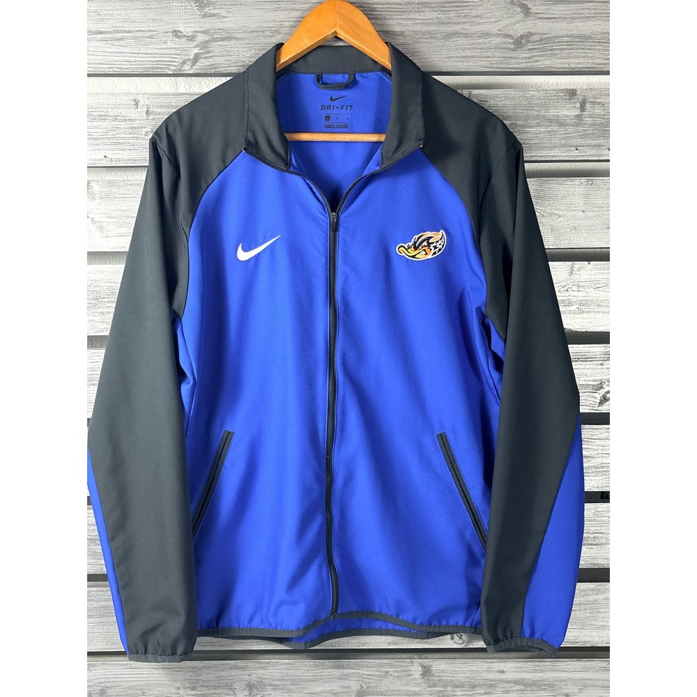 Nike Dri-FIT Akron Rubber Ducks Mens Blue Full Zip Up Wind Shirt Jacket M